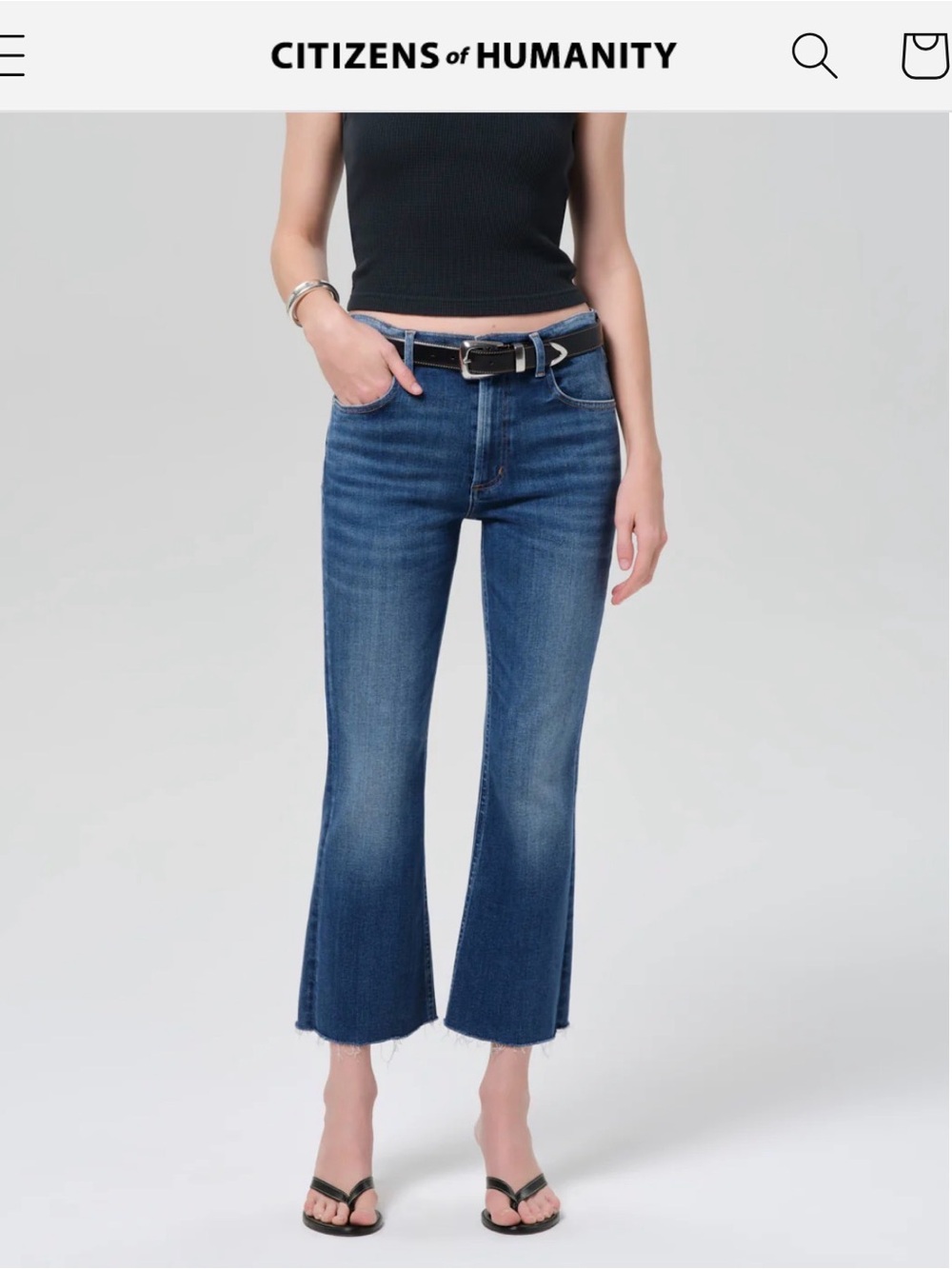 Citizens Of Humanity Mid Rise Isola Blue Cropped Boot Flare Jeans in Ambry 28